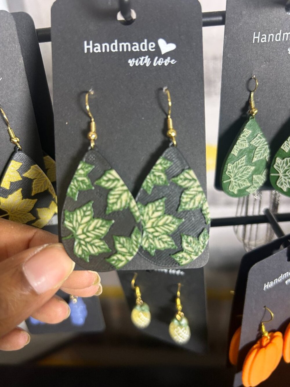 Fall Black Leaf Earrings